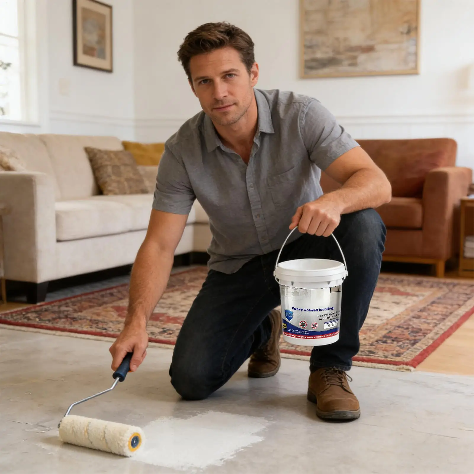 Marble Effect Epoxy Floor Coating Sand Self Leveling Floor Paint Marble Paint Cement Floor Paint For Indoo Wear Resistance