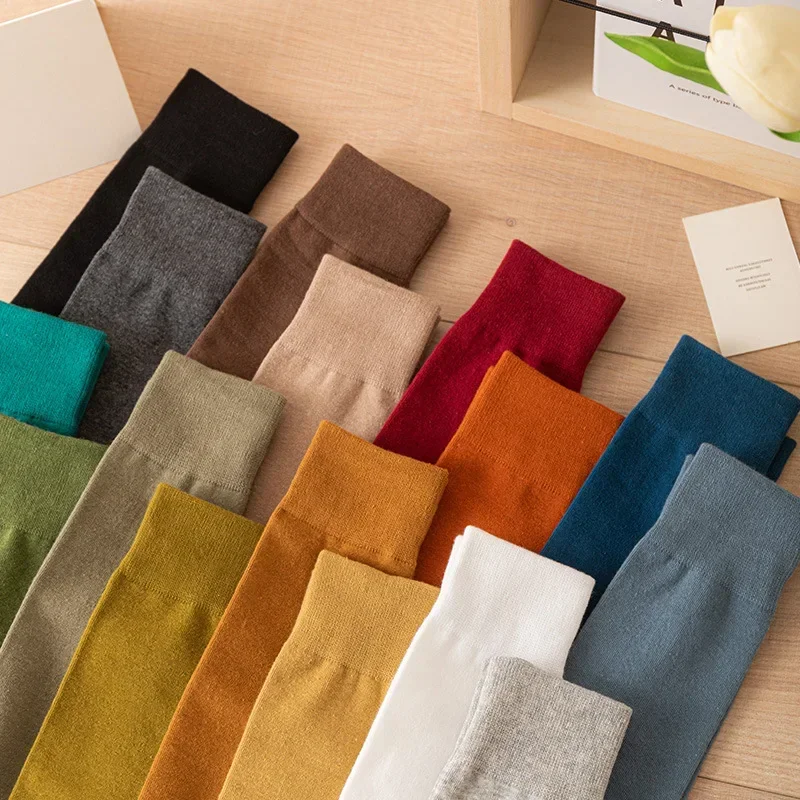 Dames Katoenen Kniekousen Sexy Jk Lange Sokken Zwart Wit Effen Kuitsokken Japanse Koreaanse Mode Winter Warm Zacht Afslanken