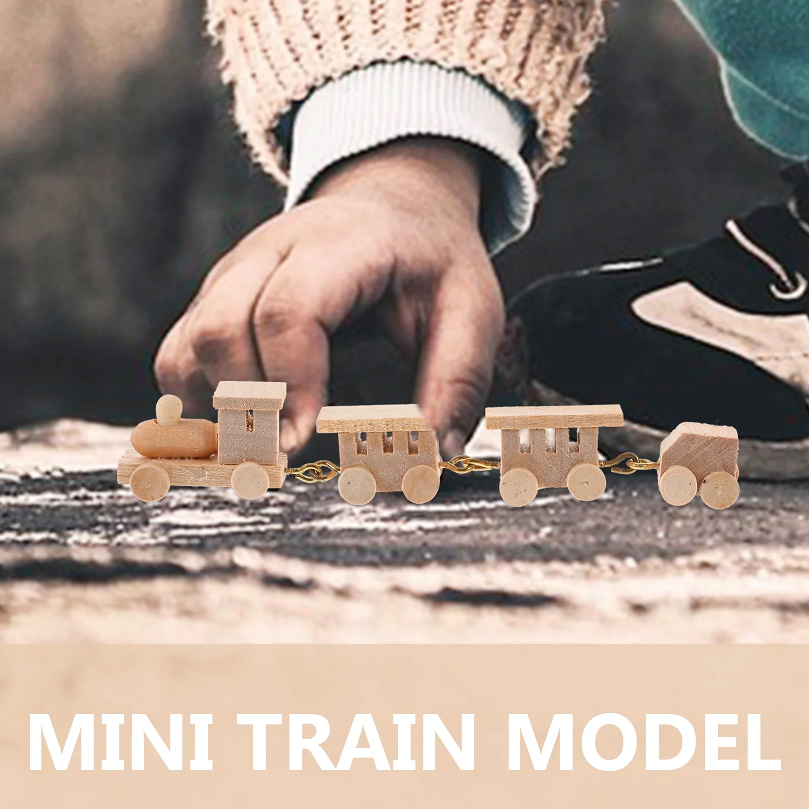 Mini Wooden Train Educational Ornaments Toy Miniature Model Dolls House Accessory Decorate