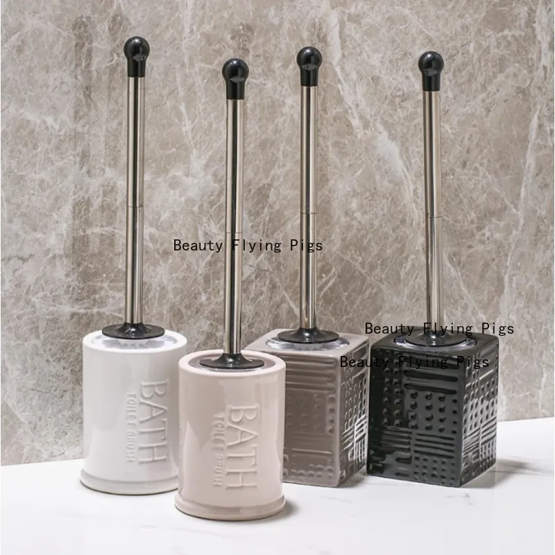 

Ceramic Toilet Brush Set Squar Toilet Brush Base Long Handled Toilet Brush Toilet Cleaning Tools home Bathroom Accessories