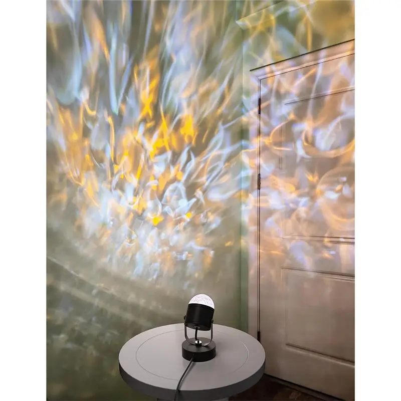 Premium-Dynamic Ocean Wave Table Lamp Plug-In Water Ripple Night Light Projector Color Changing Ambient Light For Room Party