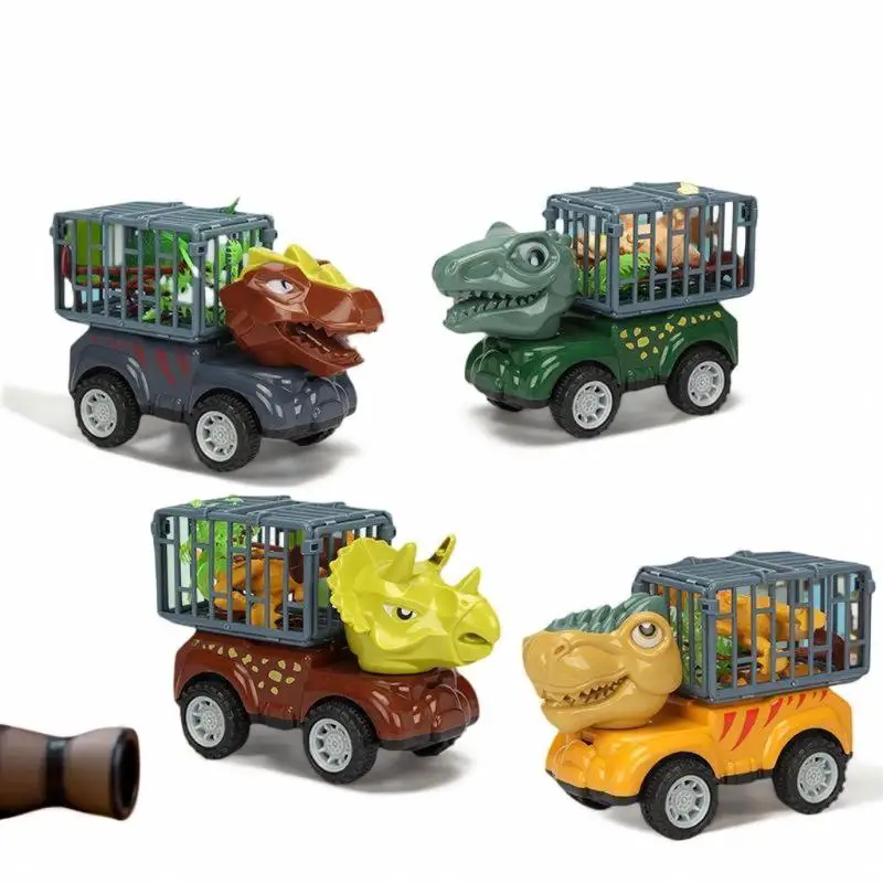 Puxar para trás carro de brinquedo de caminhão de dinossauro com transporte de monstro para meninos conjunto de jogos