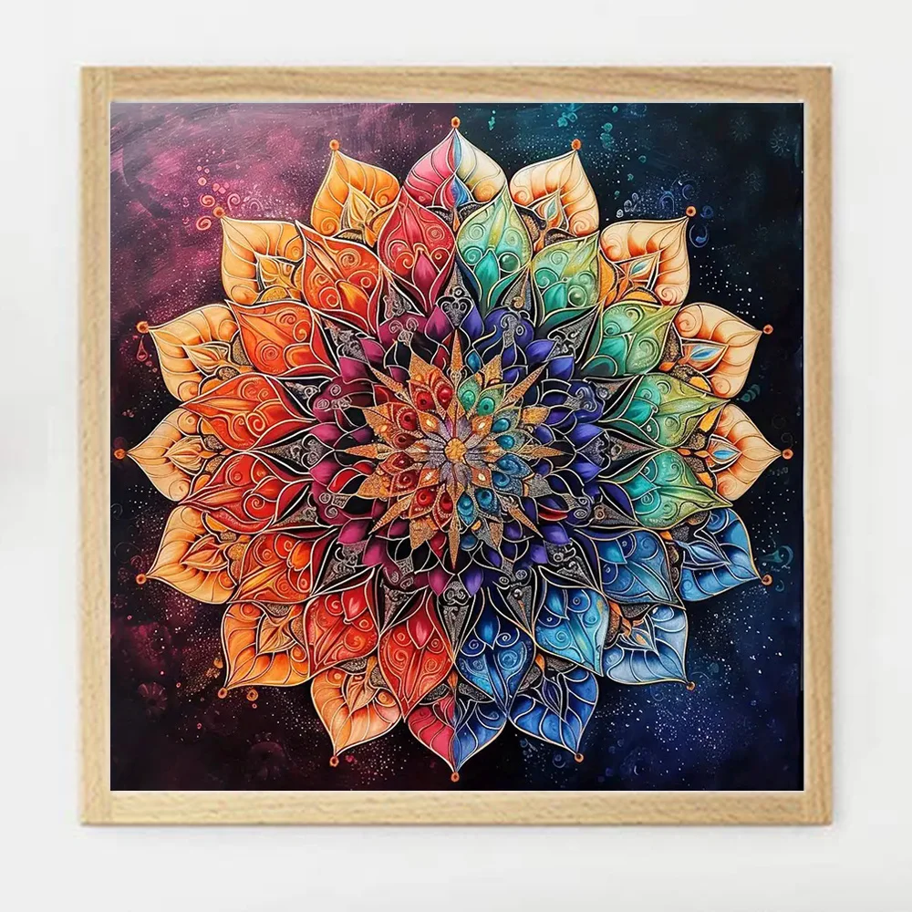 Kreuzmuster Mandala Blume Baumwollfaden Handarbeit Bedruckte Leinwand DIY Kits Heimdekoration Geschenk