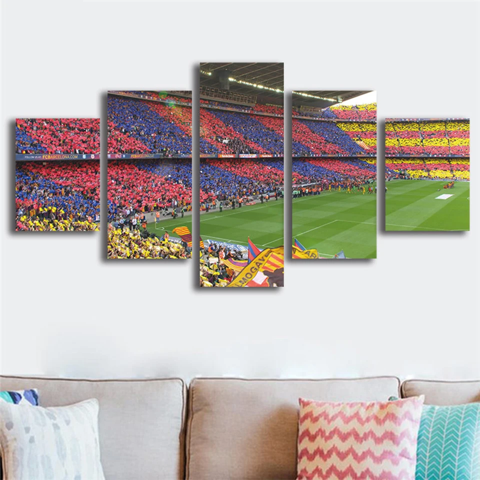 Football Competition Soccer Stadium Diamond Painting 5 Pcs Wall Art Multi-Panel Picture Teenager Modern Home Decor Handmade R310