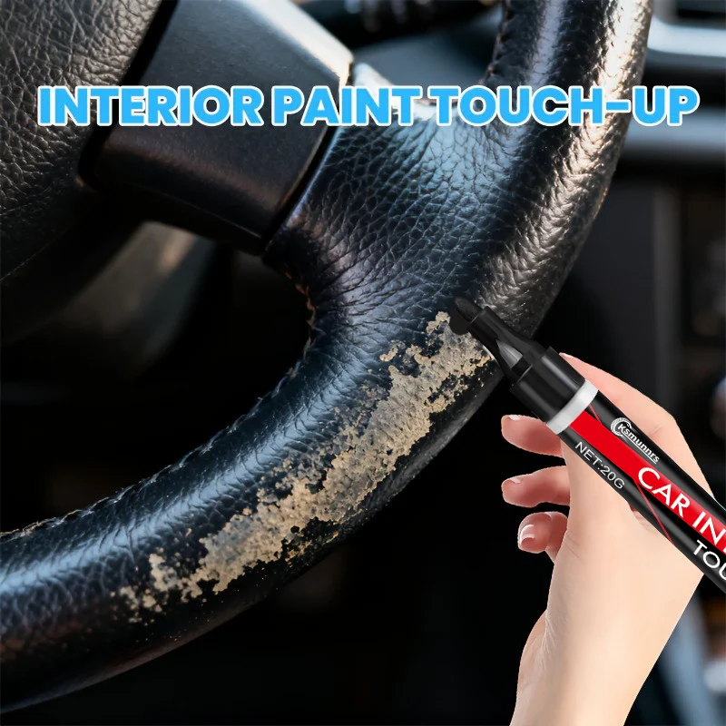Car Button Touch-Up Paint Pen Interior Repair Pen - Specifically for Repairing Scratches on Black Plastic Steering Wheels, Dashb