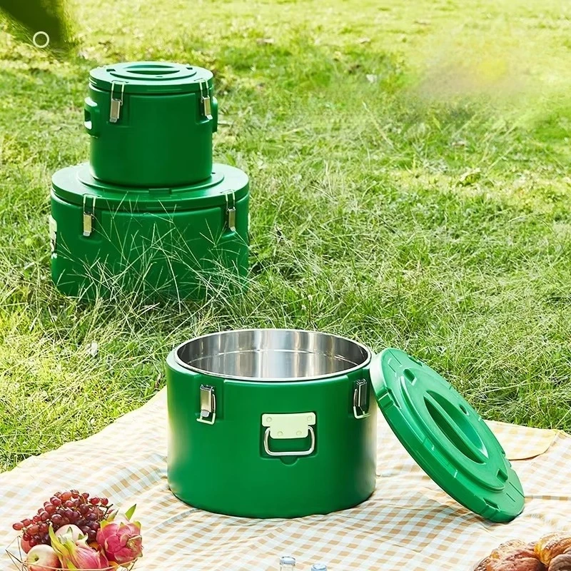 

thermal insulation stainless steel bucket Thickened outdoor design Hot and cold food storage rice bucket
