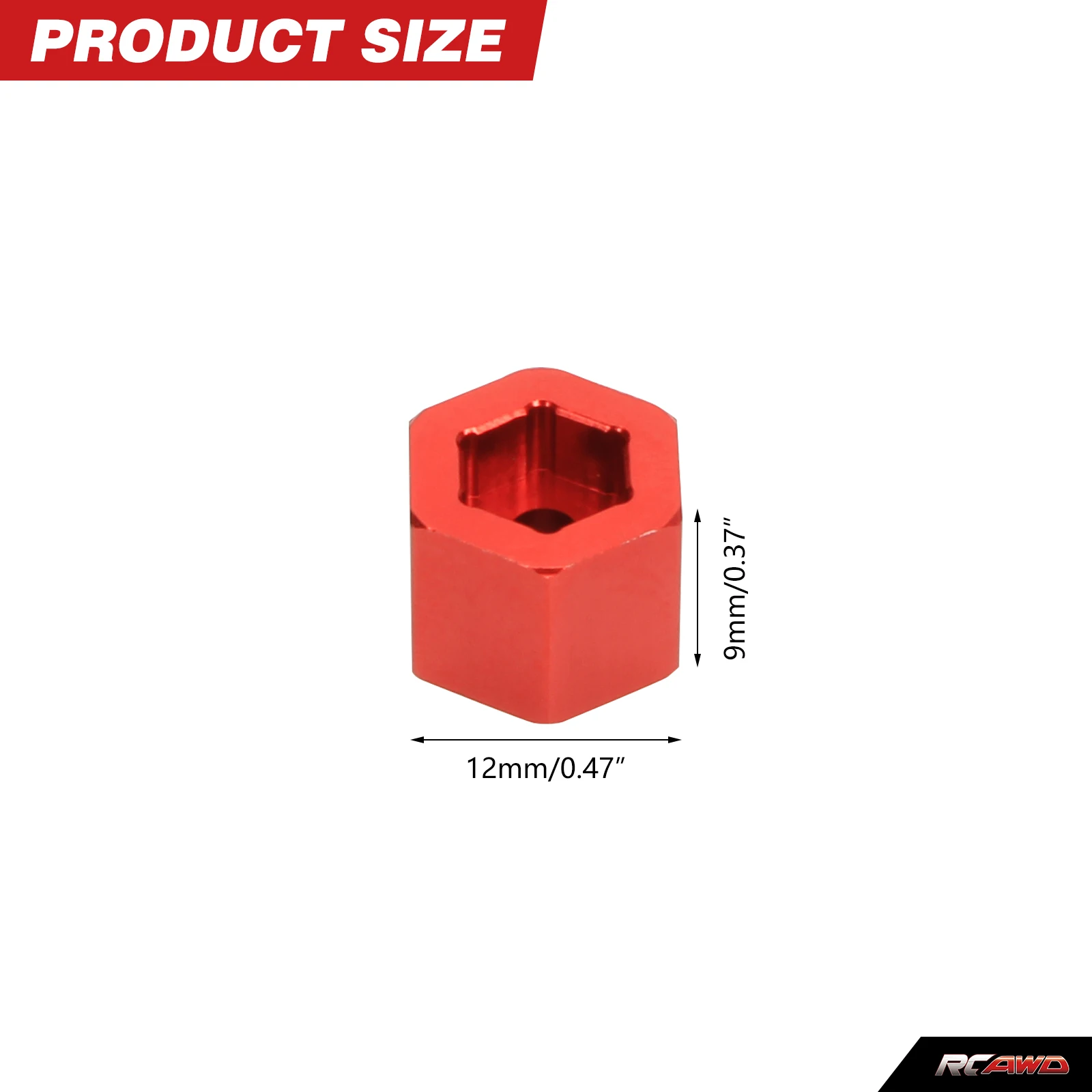 Przetwornica ze stopu sześciokątnego 7 mm na 12 mm dla większego koła, grubość 9,5 mm dla 1/18 Axial Yeti Jr. Can-Am Maverick