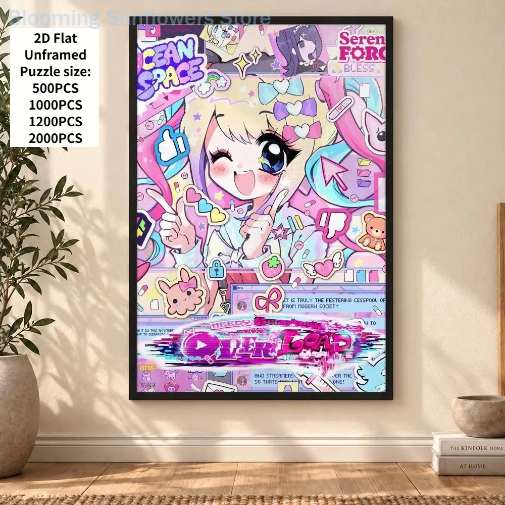 70X50cm Adult Puzzle 1000 Pieces Paper Jigsaw Puzzles Anime Needy Streamer Overload Painting Series Learning Education Craft Toy