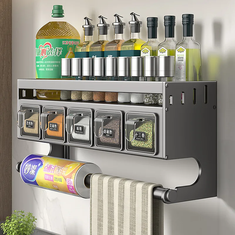 

40/50CM Kitchen Storage Shelf Knife Holder Jars For Spices Rack Storage Desk Organizer Wall Home Supplies Kitchen Accessories
