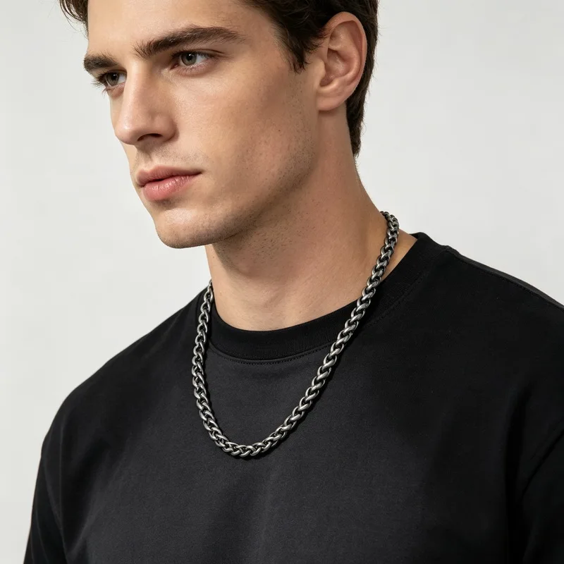 KALEN Vintage Punk Stainless Steel Men's Necklace Urban Casual Men's Collarbone Chain Trendy Fashion Jewelry Graduation Gifts