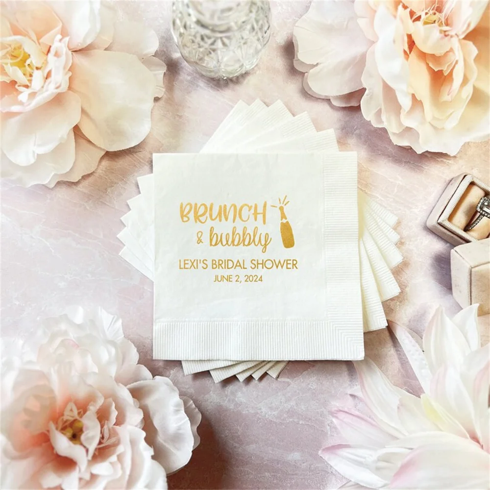 

50PCS Brunch and Bubbly Personalized Bridal Shower Napkins, Bridal Shower, Engagement Party Napkins, Bridal Shower Napkins, Cust