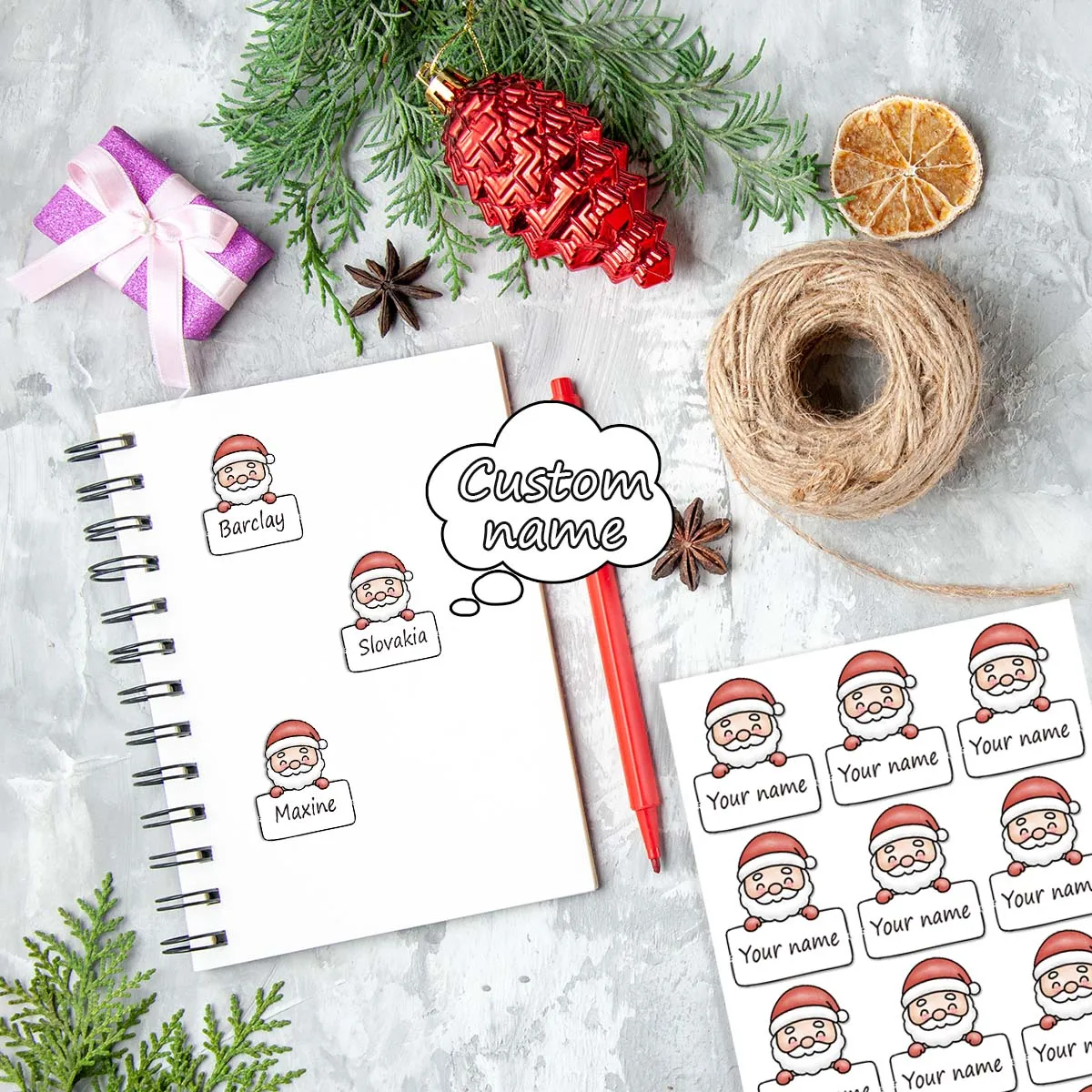 42/84pc Santa Claus Unicorn Personalized Bottom Stickers Textbook Stickers Personalized Tag Textbook Tag Personalized Label
