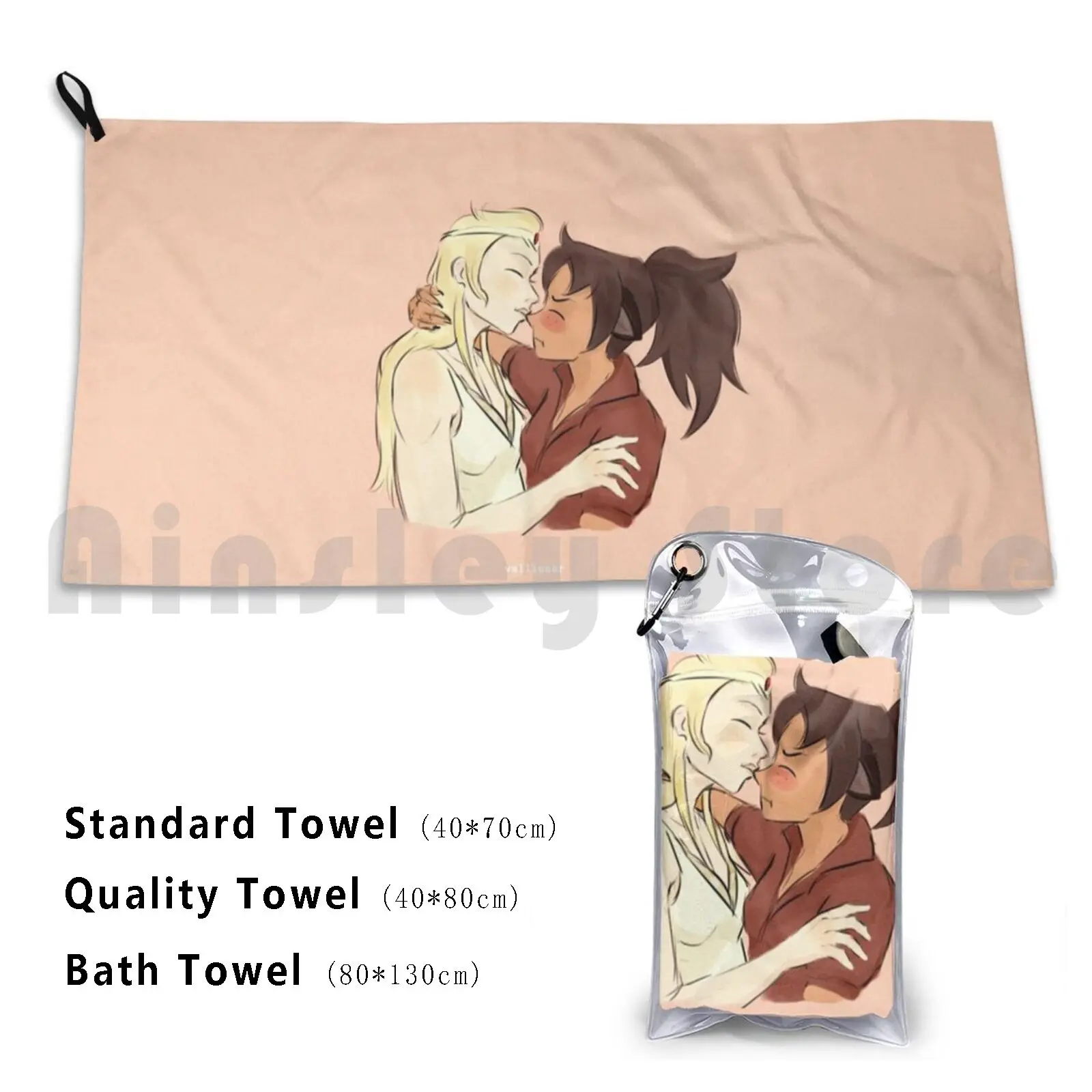 Catradora Nose Kiss Custom Towel Bath Towel Catra Adora Catradora Shera And The Princesses Of Power She Ra