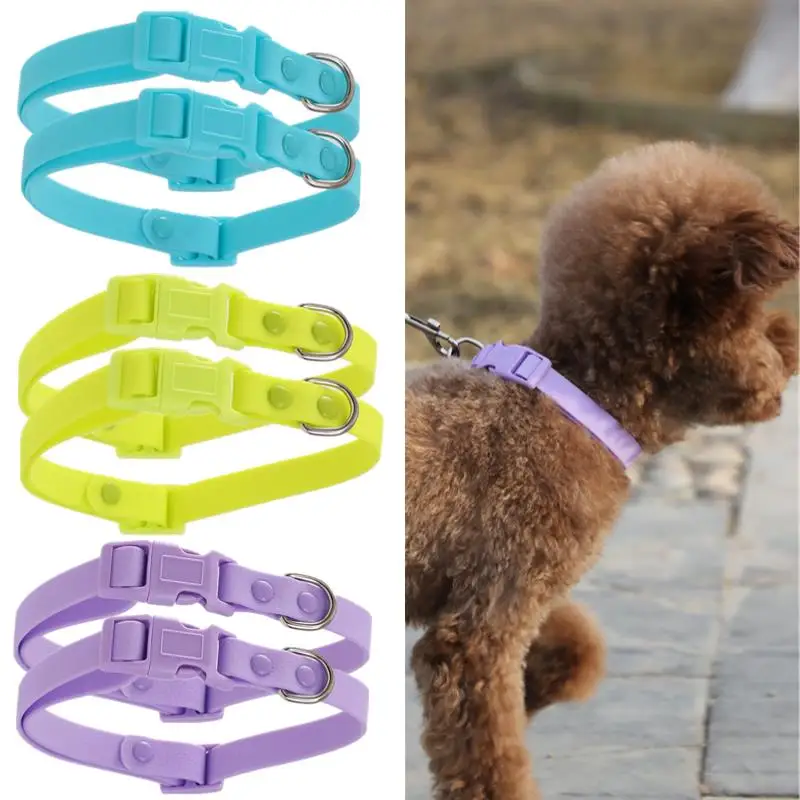 Macaron Color Cute Pet Cat Collar, Elastic Webbing Cat Collar Adjustable PVC Quick Release Buckle Small Collar for Puppy and Cat