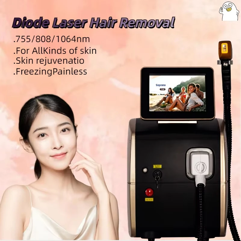 Professional diode laser 755nm 808nm 1064nm ice point hair removal beauty machine