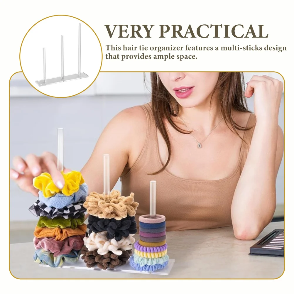 

Hair Accessories Organizer Acrylic Transparent Scrunchie Holder Multi-Sticks Design for Home Desktop Use Long-Lasting Durability