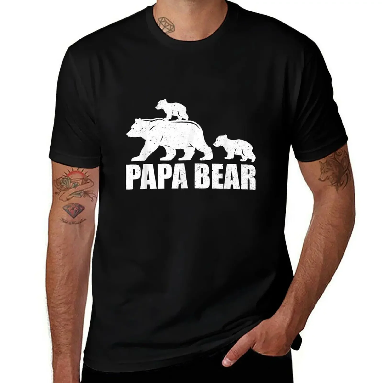 

Papa Bear Two Cubs Daddy Bear Twin Papa 2 Kids T-Shirt hippie clothes customs summer 2025 summer shirt clothing for men