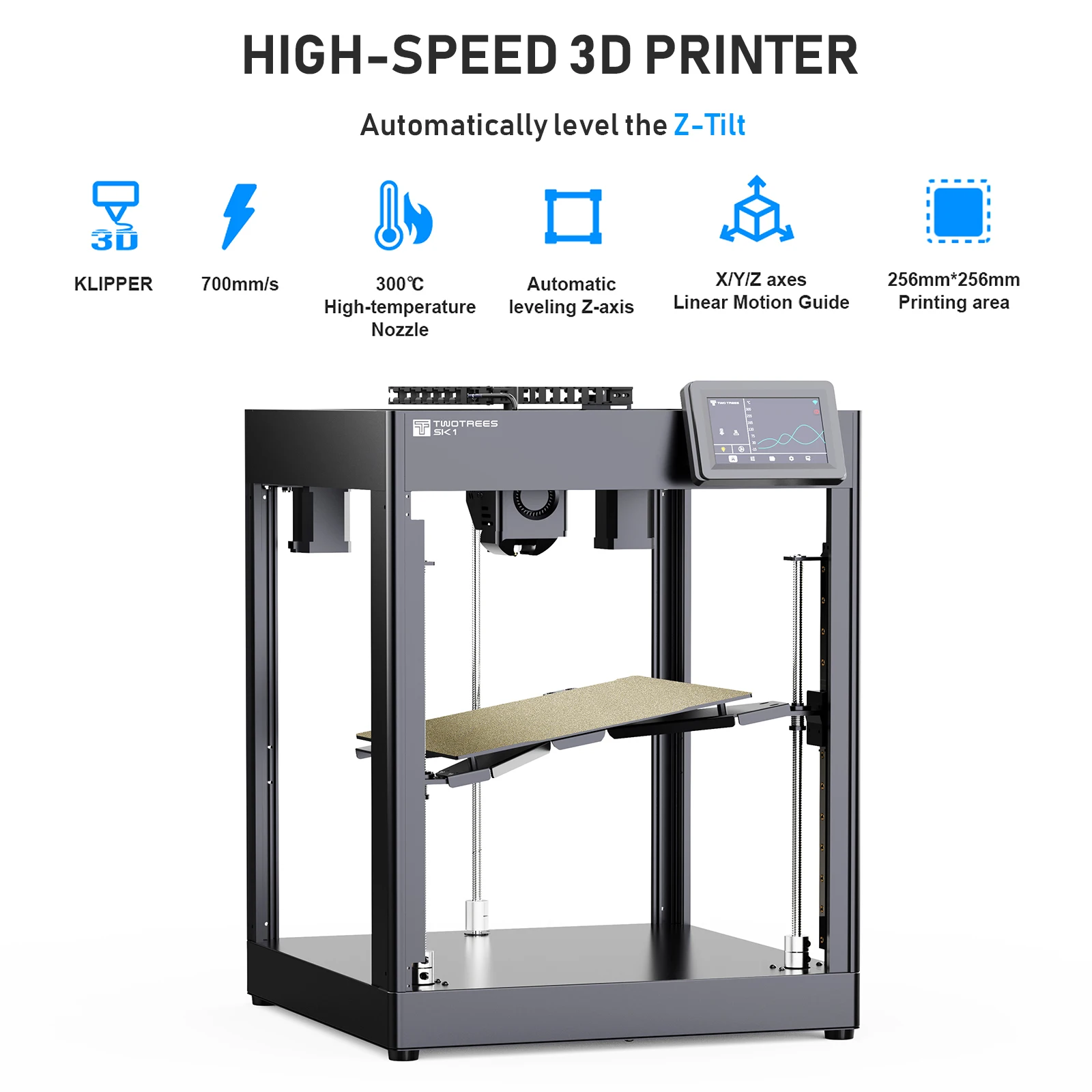 Two Trees SK1 3D Printer 700mm/s High-Speed Printing Compatible with Klipper Firmware Wifi Remote Control Support Z-Tilt