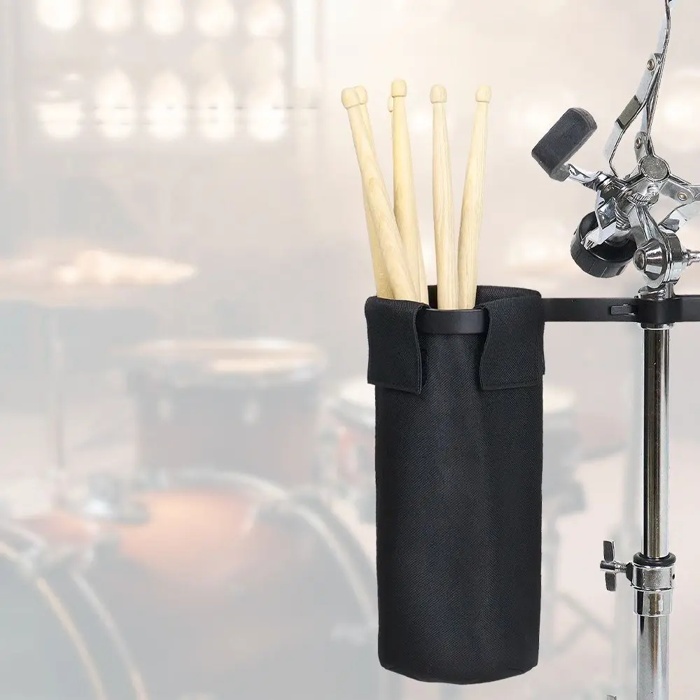 Drumstick Holder Drumstick Tube Bag Metal Clip Oxford Cloth Drumstick Storage Bag Black with Clip Clamp