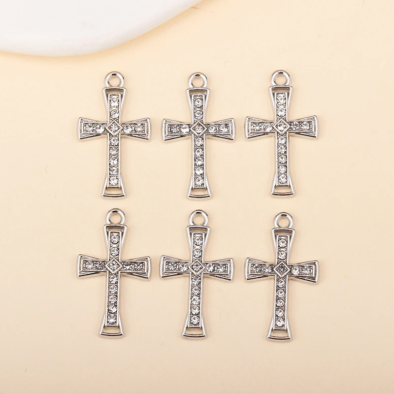 10Pcs High Quality Zircon Cross Pendant Necklace for Jewelry Making Women Girl Punk Party Gift Fashion Crystal Chain Accessories