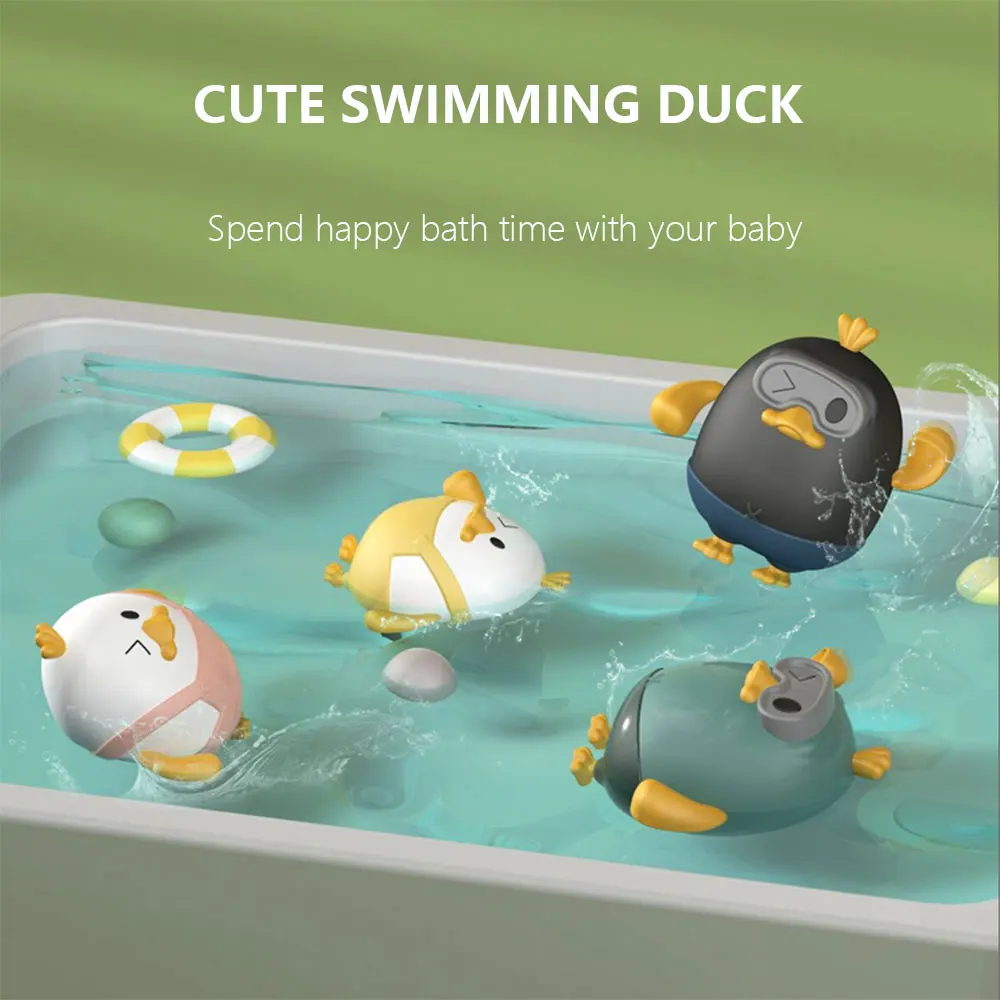 Cute Swimming Duck Baby Bath Toys Cute Animal Clockwork Bathtub Swimming Pool Toy for Toddlers New Born Baby Bathtub Toys