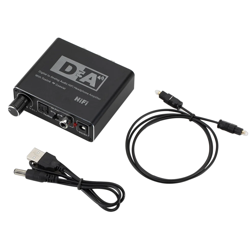 Digital ao conversor de áudio analógico de alta fidelidade dac amp decodificador 3.5mm aux rca amplificador adaptador toslink saída coaxial óptica dac 24bit