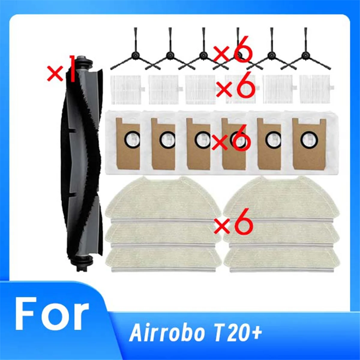 

Основная боковая щетка, фильтр для швабры, мешки для пыли для AIRROBO T20+, аксессуары для пылесоса, сверхпрочные аксессуары