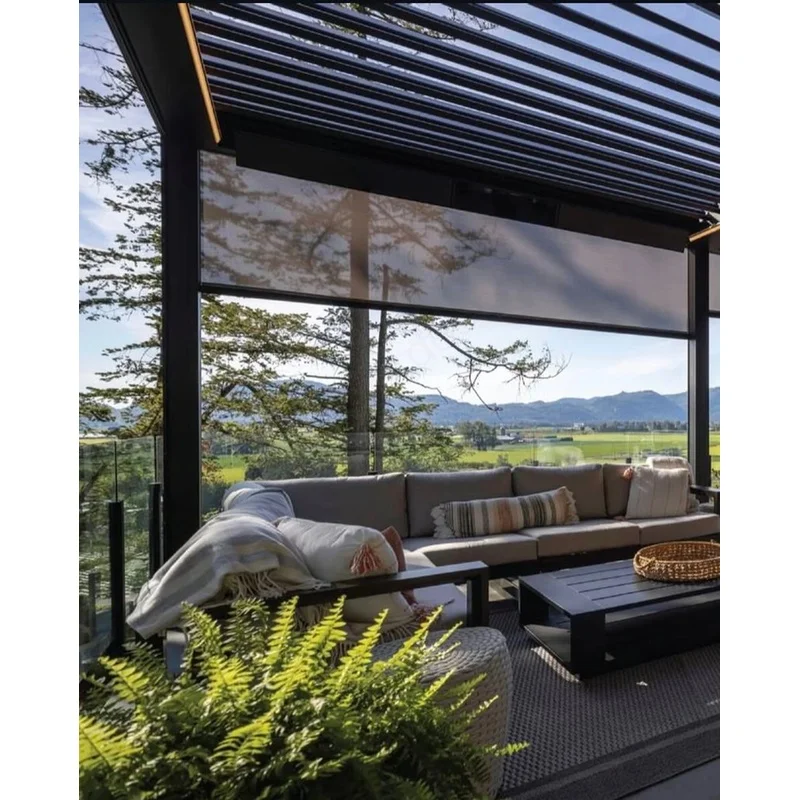 Factory Price 4X4 Aluminum Bioclimatic Motorized Louvered Balcony Pool Pergola LED Waterproof Sunshade Eco-Friendly
