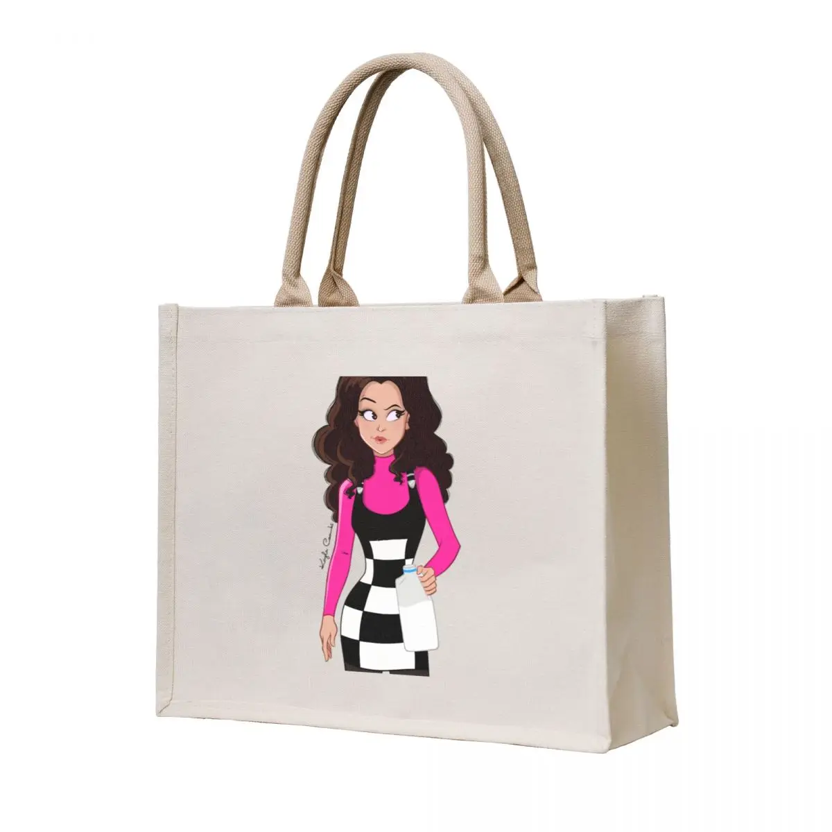 

Fran Fine Pink Checkerboard Tote Bag Lady bag shopping bags foldable personalized tote bag hand