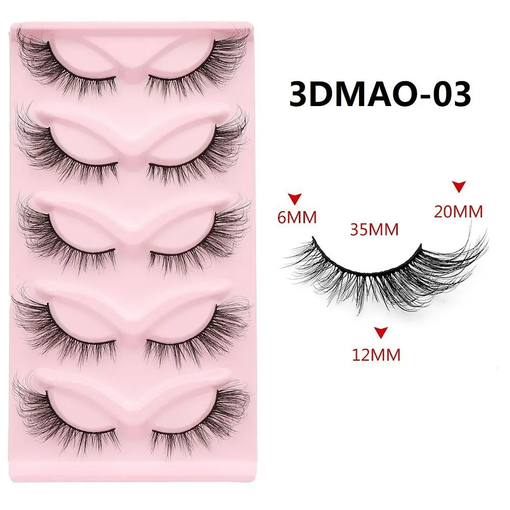 5 pares 3d natural olhar tira completa cílios finos longo olho cauda cílios postiços maquiagem dos olhos onda densa olho de gato cílios beleza feminina