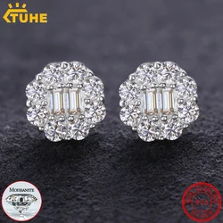 Top Quality 100% 925 Silver Earrings Fashion Classic Round Unisex Moissanite Earring  For Women Jewelry