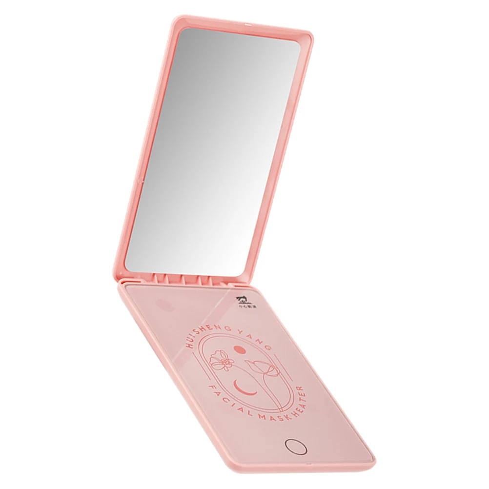 مرآة الوجه الوردي المحمولة مرآة ماكياج قناع السفر سخان المحمولة ورقة قناع العناية بالبشرة آلة دفئا آلة العناية بالبشرة