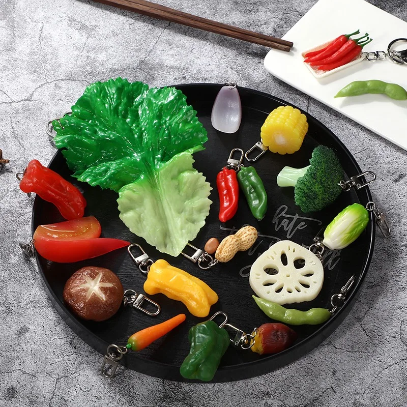 Simulated Vegetable Pendant Keychain Unisex Early Childhood Education Photography Props Bag Key Hanging Fun Plant Accessories