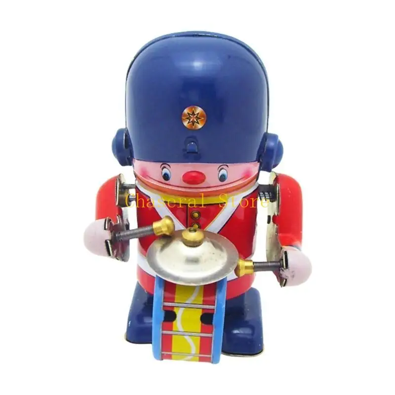 E7CE Classical Tinplate Drummer Robot giocattolo ideale per casa o caffetteria