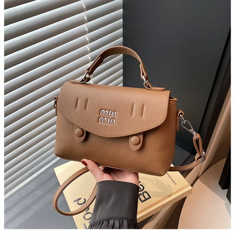 Bolsa de ombro feminina com lona couro casual vintage popular duradouro espaçoso macio estilo moderno ​