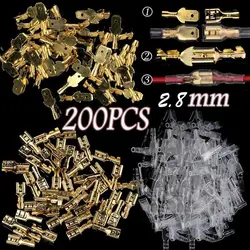 200PCS 2.8/4.8/6.3mm Female/Male Spade Terminals Wire Connectors Crimp Terminals Crimp with Transparent Insulating Sleeves