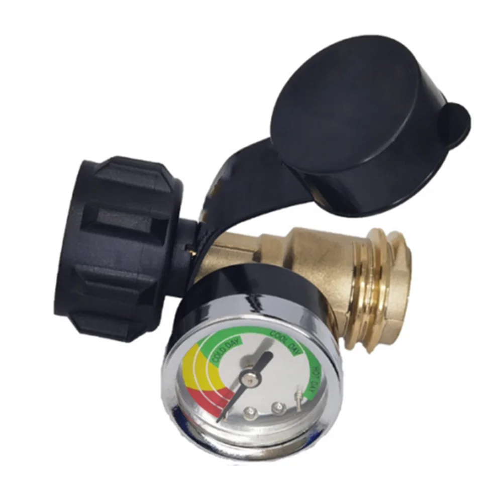 Gas Can Adapter 92mm Long with Copper Material and Pressure Gauge for Secure Connection in Camping and Outdoor Settings