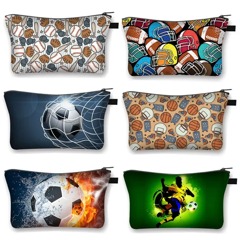 Football Soccer Baseball Basketball Cosmetic Case Leisure Toiletries Bag Women Makeup Bag Small Clutch Lipstick Cosmetic Bags