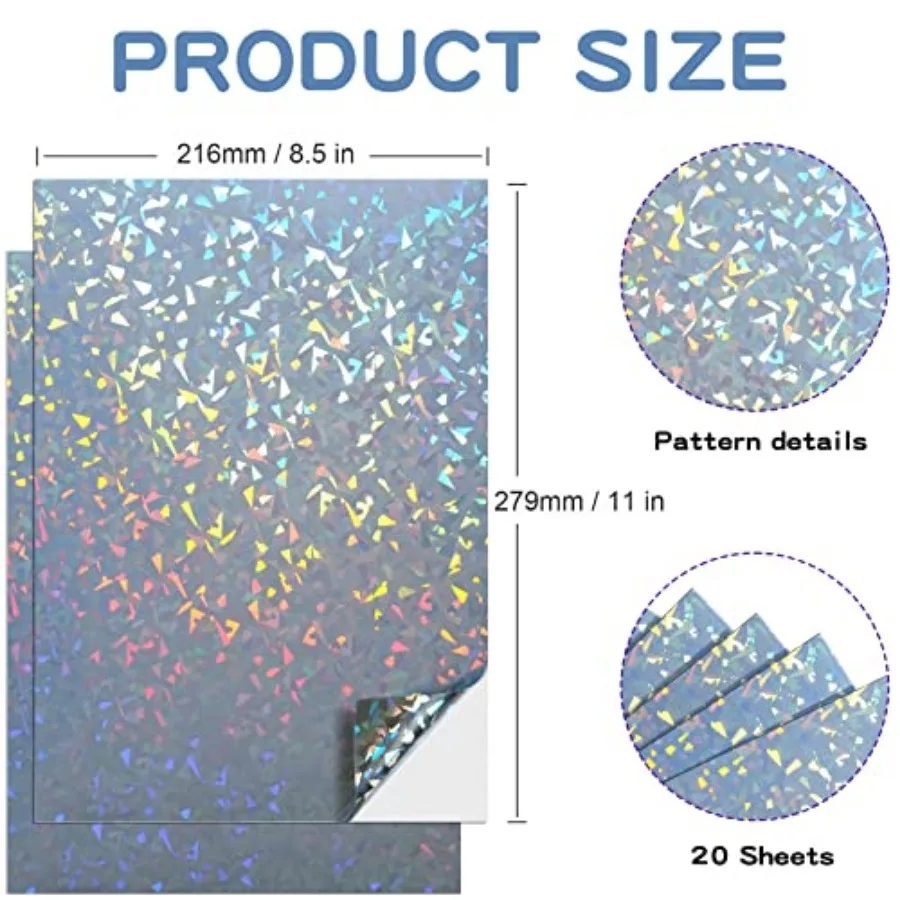 Sticker Paper for Inkjet and Laser Printer 8.5x11 inch Printable Vinyl Sticker Paper Self- Adhesive Waterproof Tear Resistant