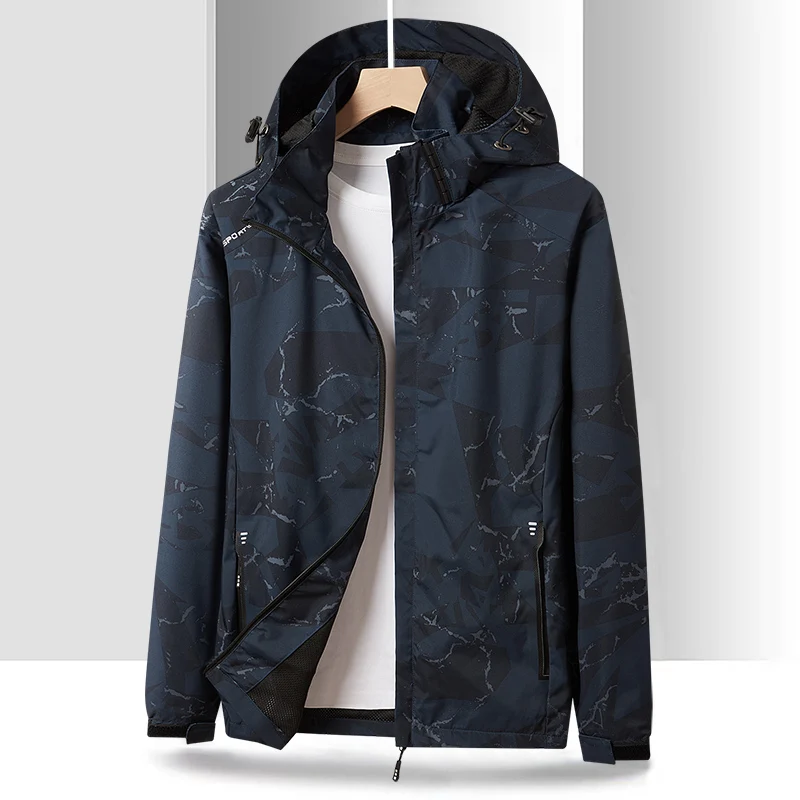 Spring and Autumn Outdoor Running Fitness Windproof Breathable Jacket Men's Casual Versatile Camo Sports Leisure Jacket