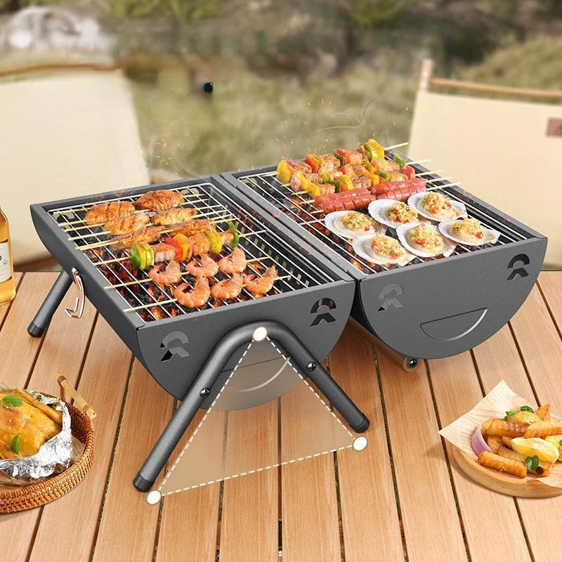 

Portable BBQ Grill: Outdoor Charcoal Grill Easy to Clean Evenly Heated Thickened Grill for Camping & Barbecue