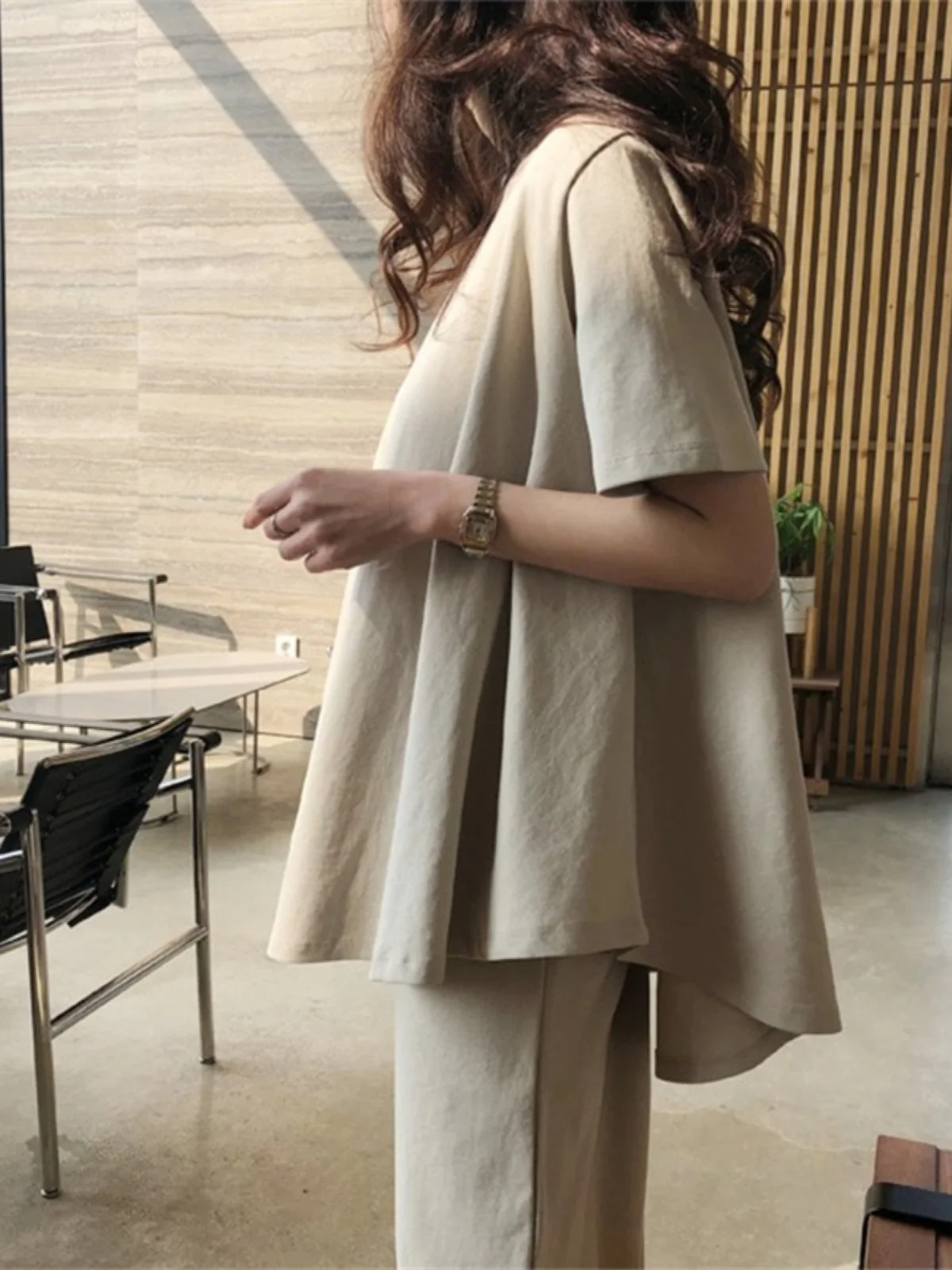 

Свободная хлопковая футболка трапециевидной формы, женская летняя круглая Ne ort Sve, повседневная юбка средней длины с прикрытием живота, топ больших размеров