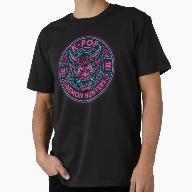 Camiseta de regalo con emblema de guardián de neón Huntrix Kpop Demon Hunters para amantes de los Anime, camisetas de talla grande, ropa Y2k con estampado gráfico de Manga