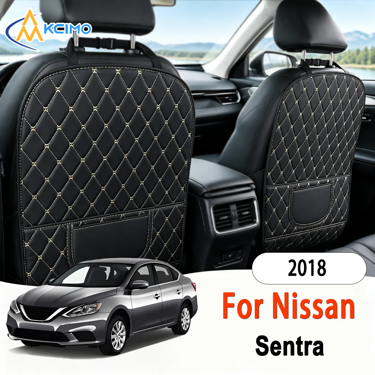 1PC PU Leather Car Anti-Kick Mats for Nissan Sentra 2018 Durable Seat Anti Kick Pad Superior Auto Seat Back Protector Pads