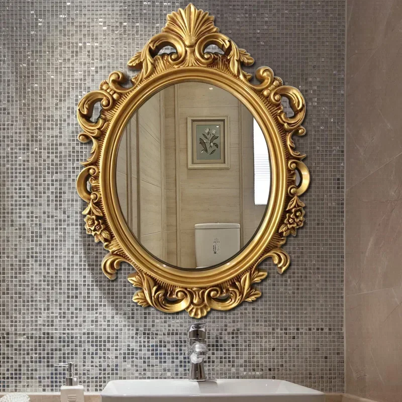 Vintage Golden Decorative Mirrors Bathroom Hanging Aesthetic Glass Wall Decorative Mirrors Large Specchio House Decorations