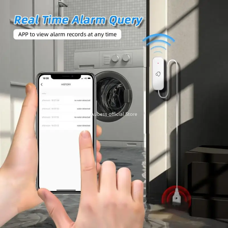 كاشف تسرب المياه أوبيس تويا ، مستشعر تسرب المياه ، كاشف تجاوز الجرس ، مراقبة الحياة الذكية عن بعد ، واي فاي ، زيجبي