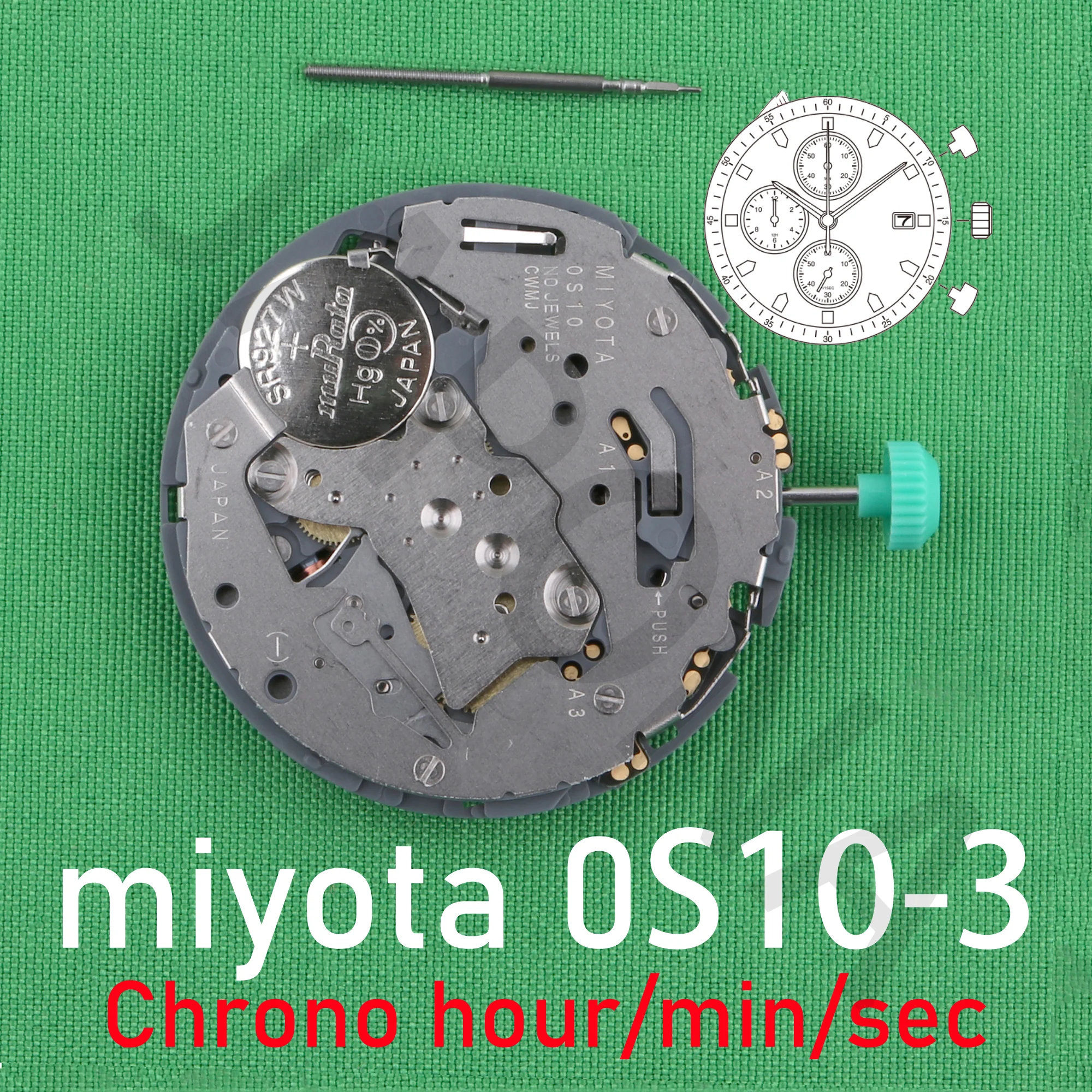 0s10 movement miyota 0S10-3 movement Chronograph movement japan movenment Can incorporate tachymeter function miyota OS10