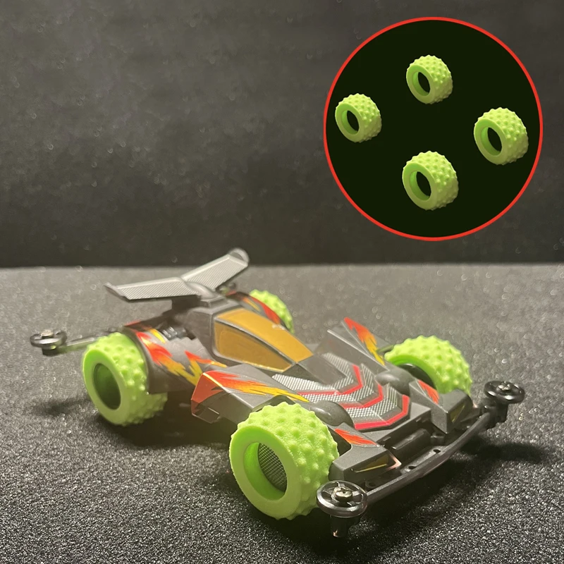 4PCS 33mm/26mm Outer Diameter Sponge-like Tire Model Water-tight Off Road Spike Tires Lightweight for 4WD Small-diameter Hubs