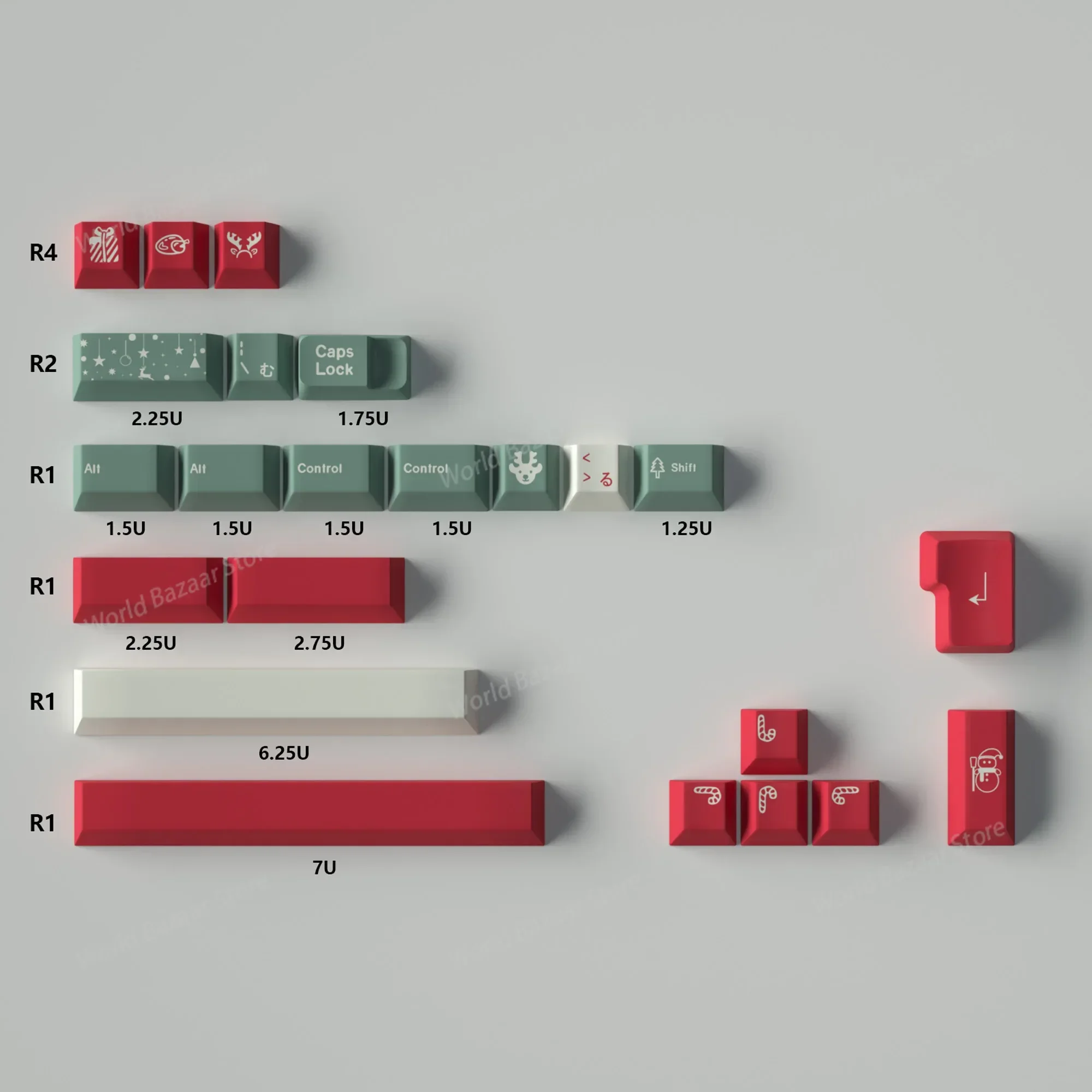 

Christmas-themed 02 keycaps with thermal sublimation complete set, original factory height mechanical keycaps 64/75/980
