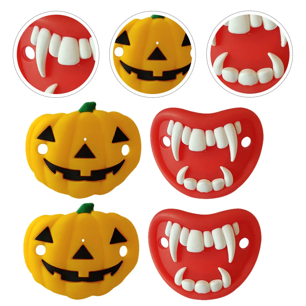 4 Pcs Halloween Vampire Pumpkin Baby Soother Silicone Teether Boys Girls Novel Pacifier Toy Halloween Baby Shower Favor